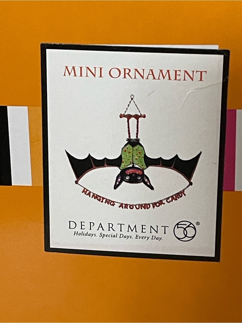 Dept 56 Glitterville “Hanging Around for Candy” miniature Halloween bat ornament